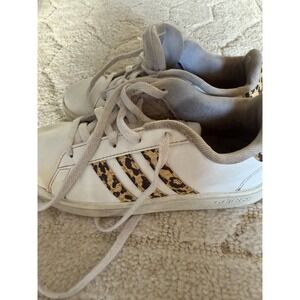 Adidas Grand Court White Leopard Print Sneakers - Kid's Size 13K
